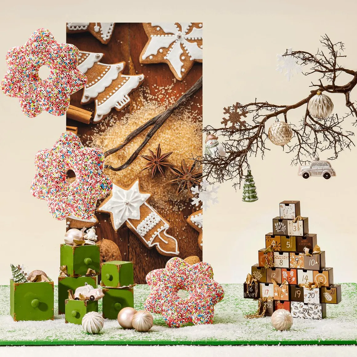 Adventskalender Baum 6 X 37 X 44 Cm Holz Und Papier