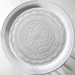 Beistelltisch Set Weiß Schwarz Rund Aus Metall