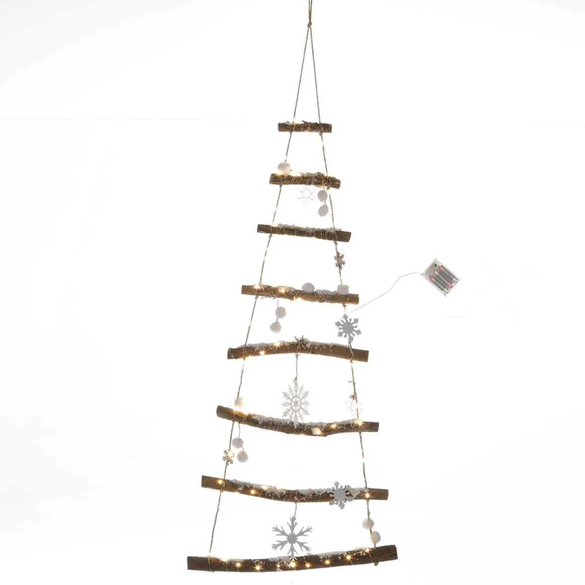 Beleuchteter Holzbaum-Hänger Mit Batterie, 100 Cm Lang