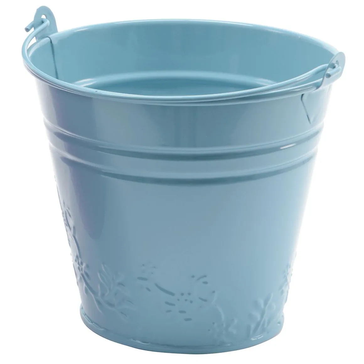 Blauer Vintage Metall Eimer Verzinkt 11 Cm
