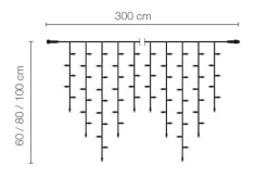 Blinkendes Icicle-Light Schwarz IP67, 3 X 1 M