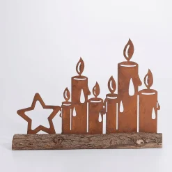 Brennende Kerzen Silhouette Mit Edelrost Patina 31 Cm Braun