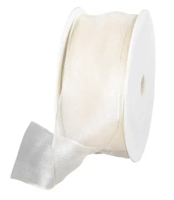 Chiffonband Mit Draht Creme 40 Mm Breit, 20 M