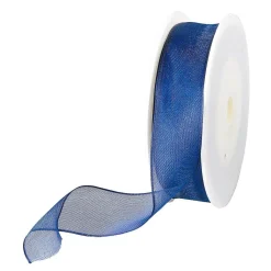 Chiffonband Mit Draht Dunkelblau 25 Mm Breit, 20 M