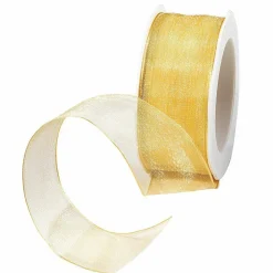 Chiffonband Mit Draht Gold 40 Mm Breit, 20 M