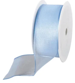 Chiffonband Mit Draht Hellblau 40 Mm Breit, 20 M