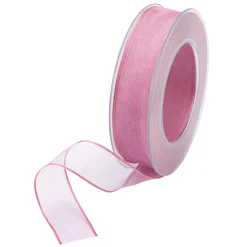 Chiffonband Mit Draht Pink 25 Mm Breit, 20 M