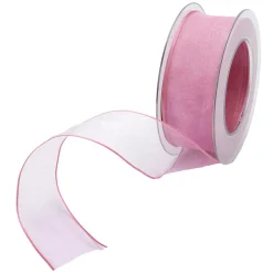 Chiffonband Mit Draht Pink 40 Mm Breit, 20 M