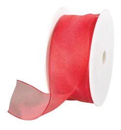 Chiffonband Mit Draht Rot 40 Mm Breit, 20 M