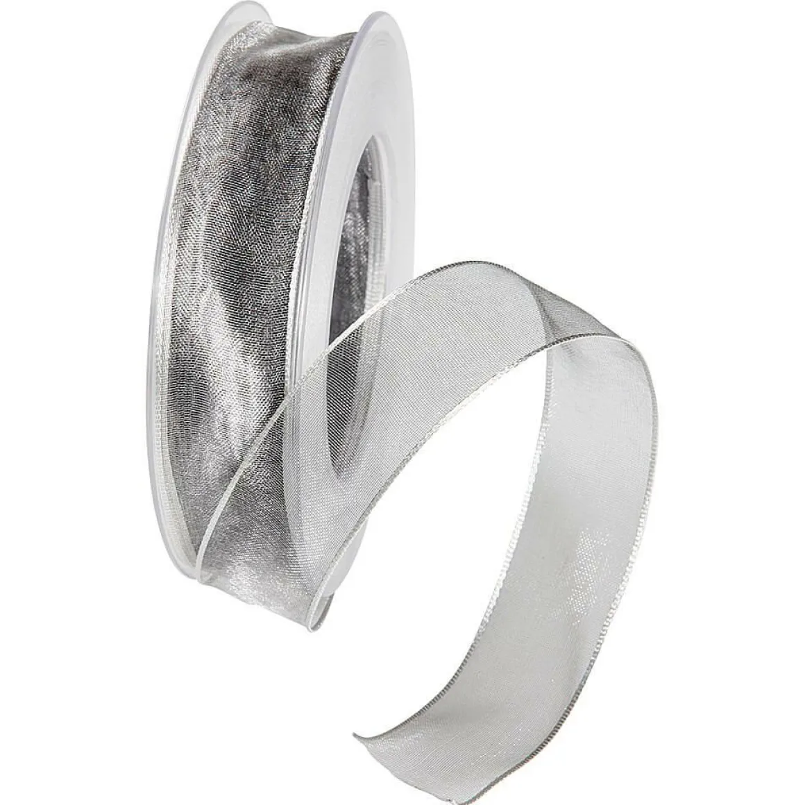 Chiffonband Mit Draht Silber 25 Mm Breit, 20 M