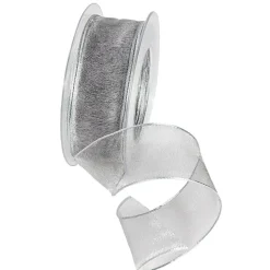 Chiffonband Mit Draht Silber 40 Mm Breit, 20 M