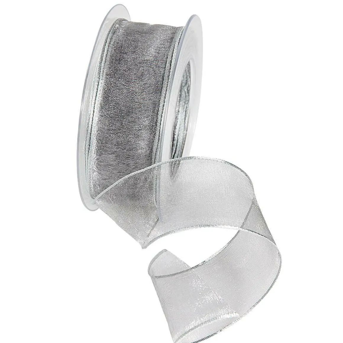 Chiffonband Mit Draht Silber 40 Mm Breit, 20 M