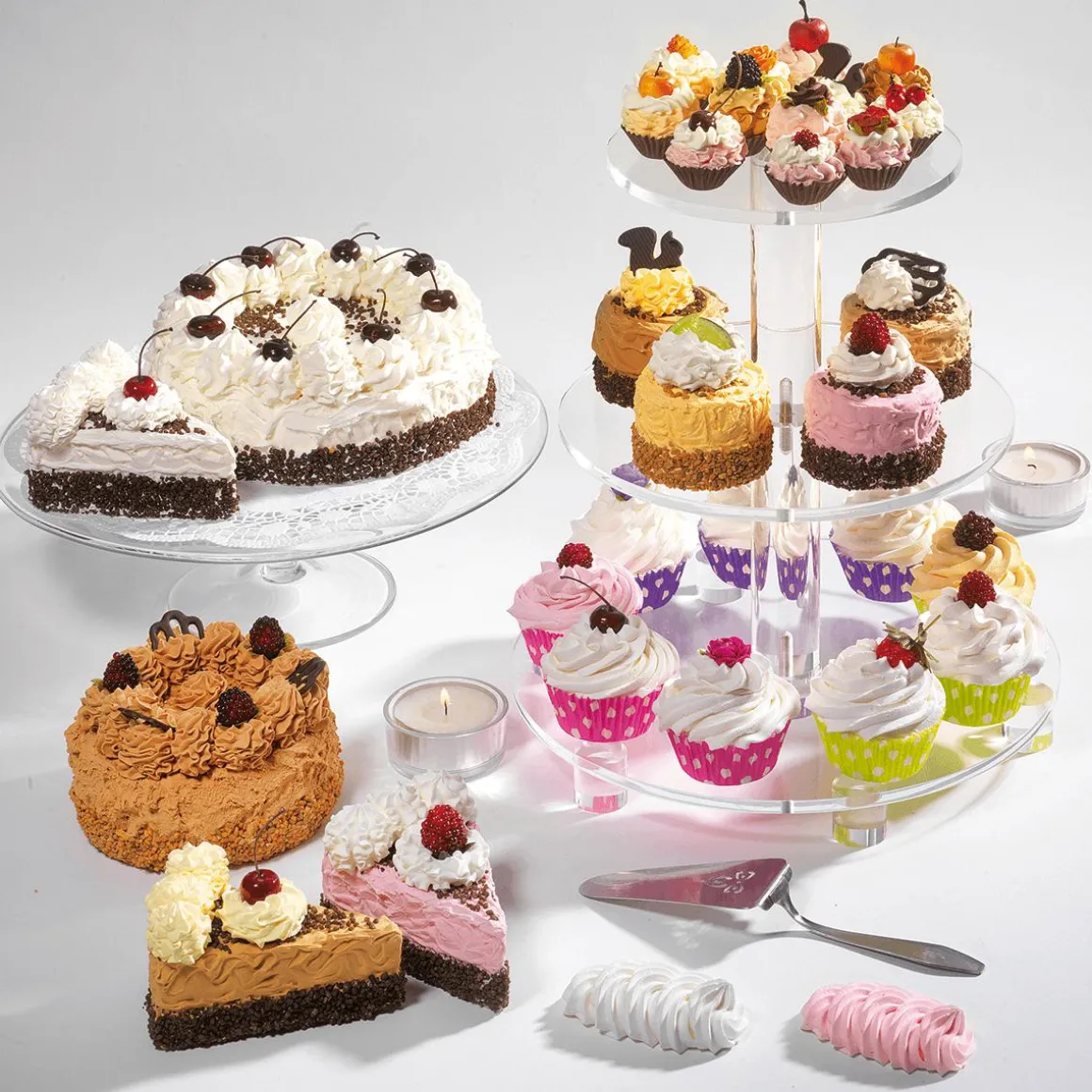 Cupcakes Rosa Lebensmittel-Attrappe, 3 Stück