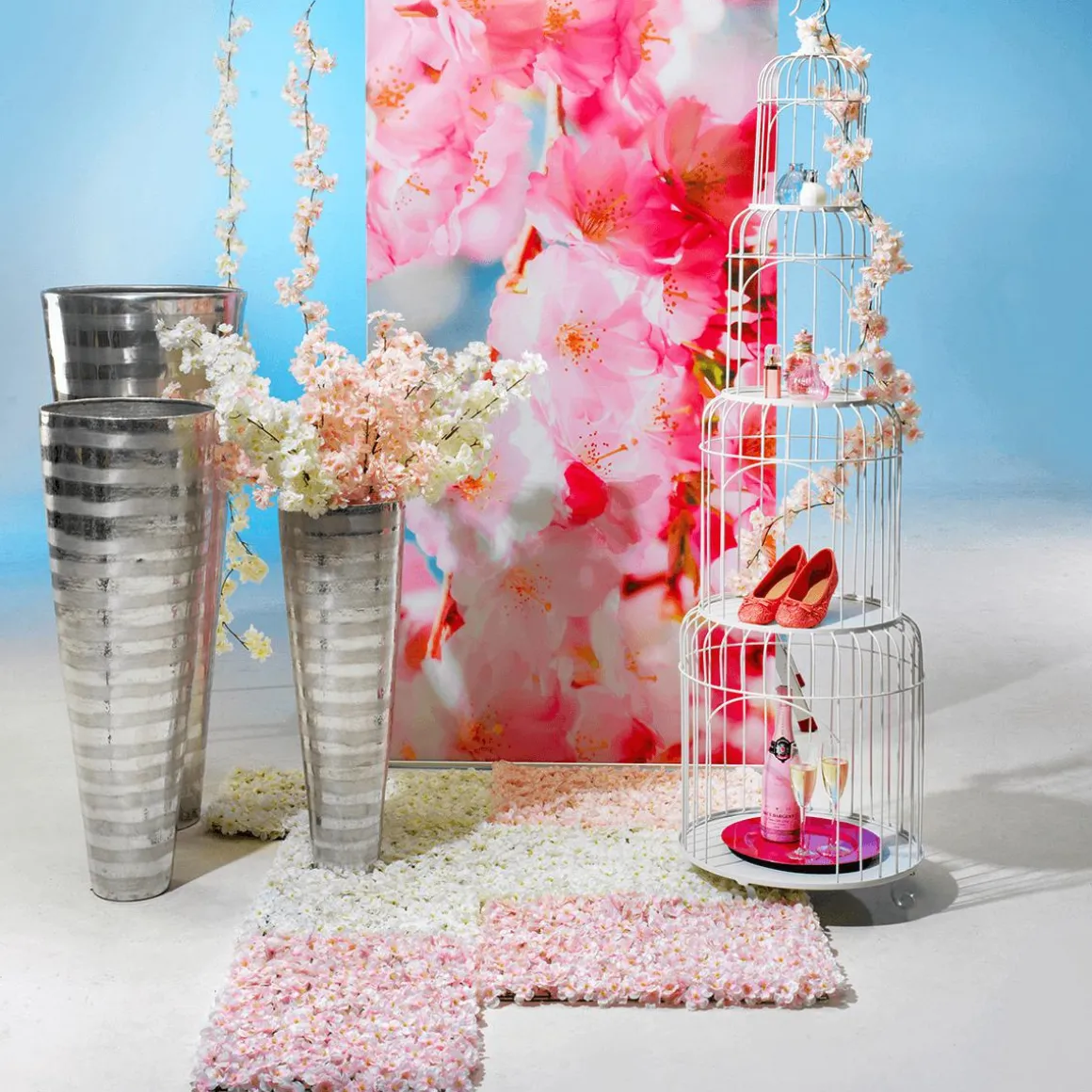 Deko Kirschblütenzweig Rosa - Weiß, 105 Cm