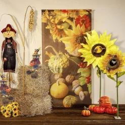 Deko Kürbis "flach", Orange 24 Cm