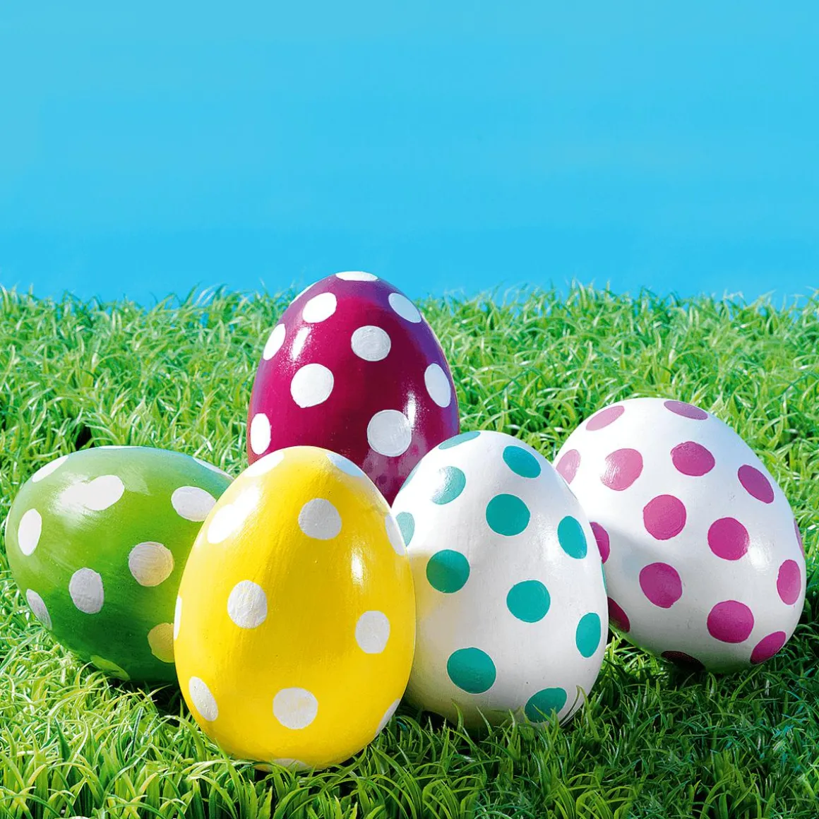 Deko Osterei Gepunktet 18 Cm, Weiß/türkis