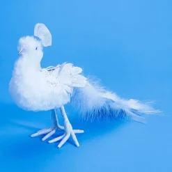 Deko Pfau Mit Glitzer Weiß 7 X 40 X 20 Cm