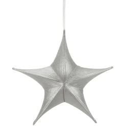 Deko Stoff-Faltstern Metallic Silber Mit Reißverschluss