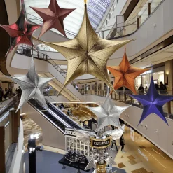 Deko Stoff-Faltstern Metallic Silber Mit Reißverschluss