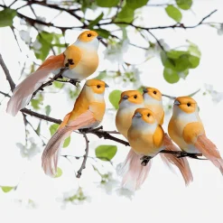 Deko Vögel Orange 10 Cm, 6 Stück