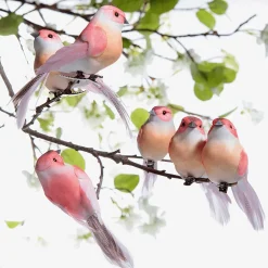 Deko Vögel Rosa 10 Cm, 6 Stück