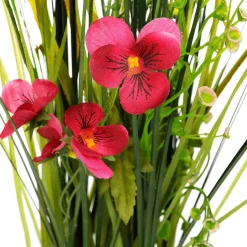 Deko-Gras Mit Stiefmütterchen 48 Cm Rosa