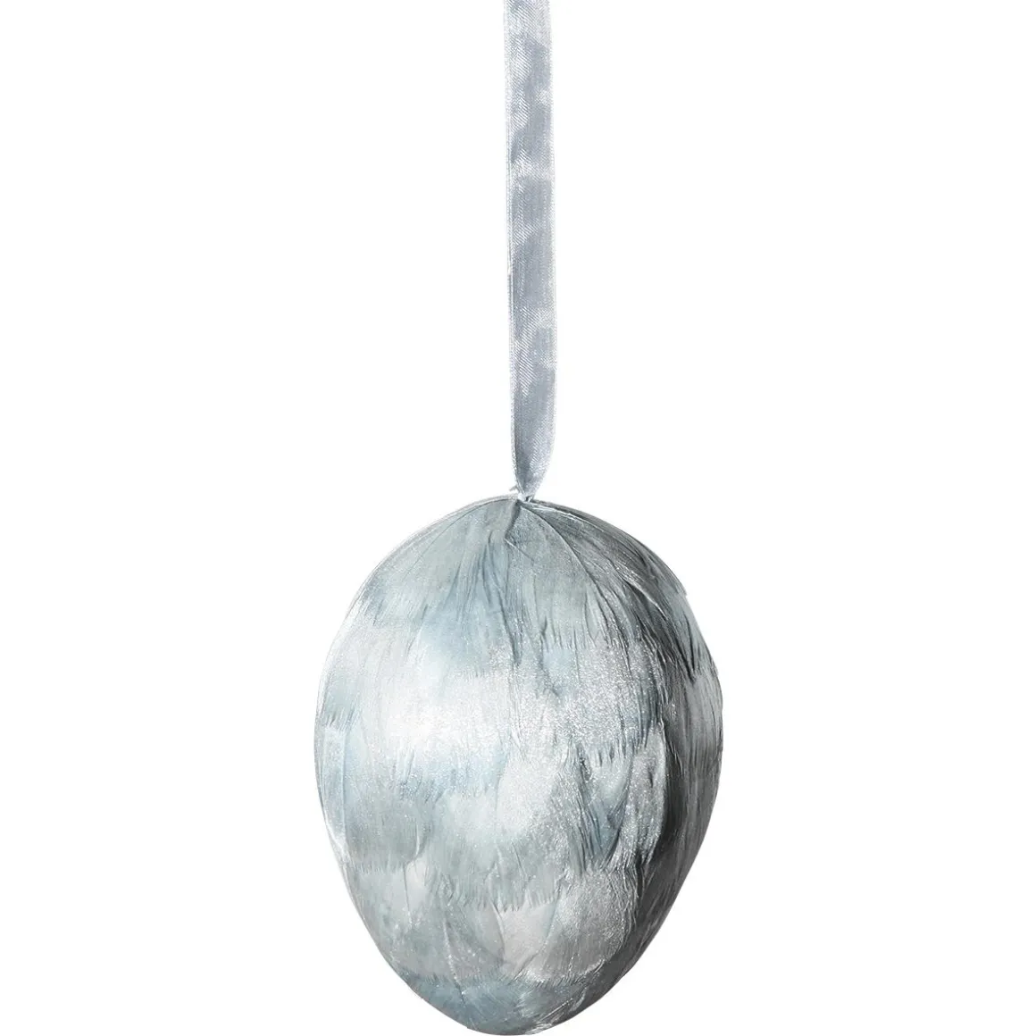 Deko-Hänger Feder-Ei Eisblau, 10 Cm Lang