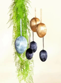 Deko-Hänger Feder-Ei Schwarz, 8 Cm Lang, 3 Stück