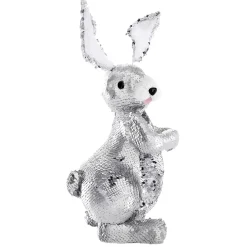 Deko-Oster-Hase Mit Wendepailletten Silber, 35 Cm