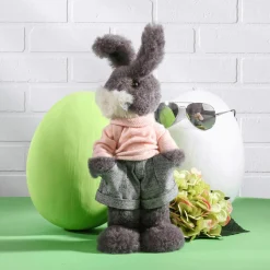 Deko-Plüsch-Oster-Hase 40 Cm Hoch, Grau