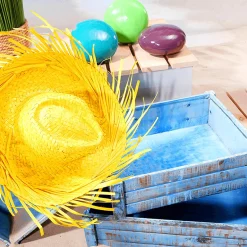 Deko-Strohhut Gelb, 40 Cm Ø