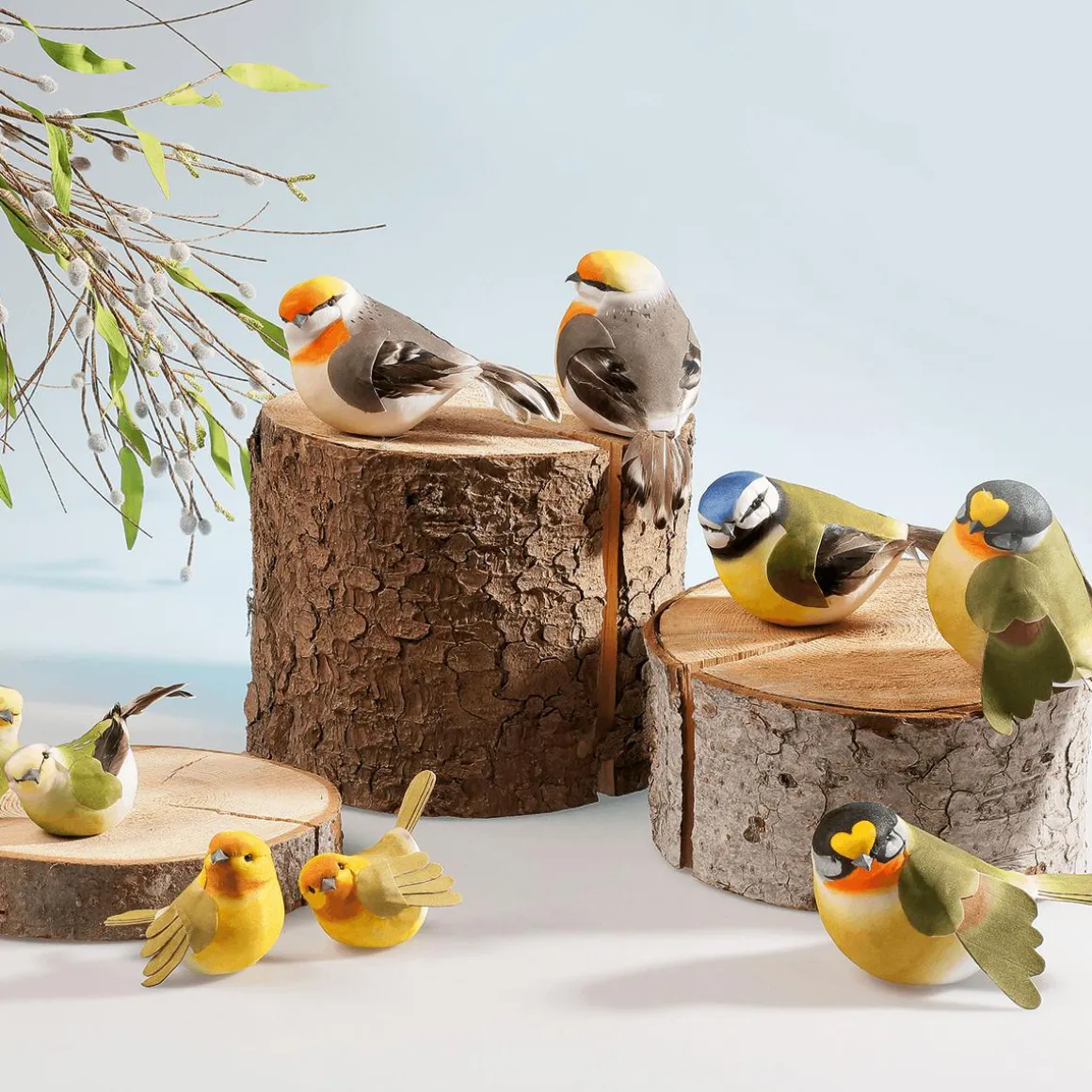 Dekovogel Blau Grün Gelb 19 Cm