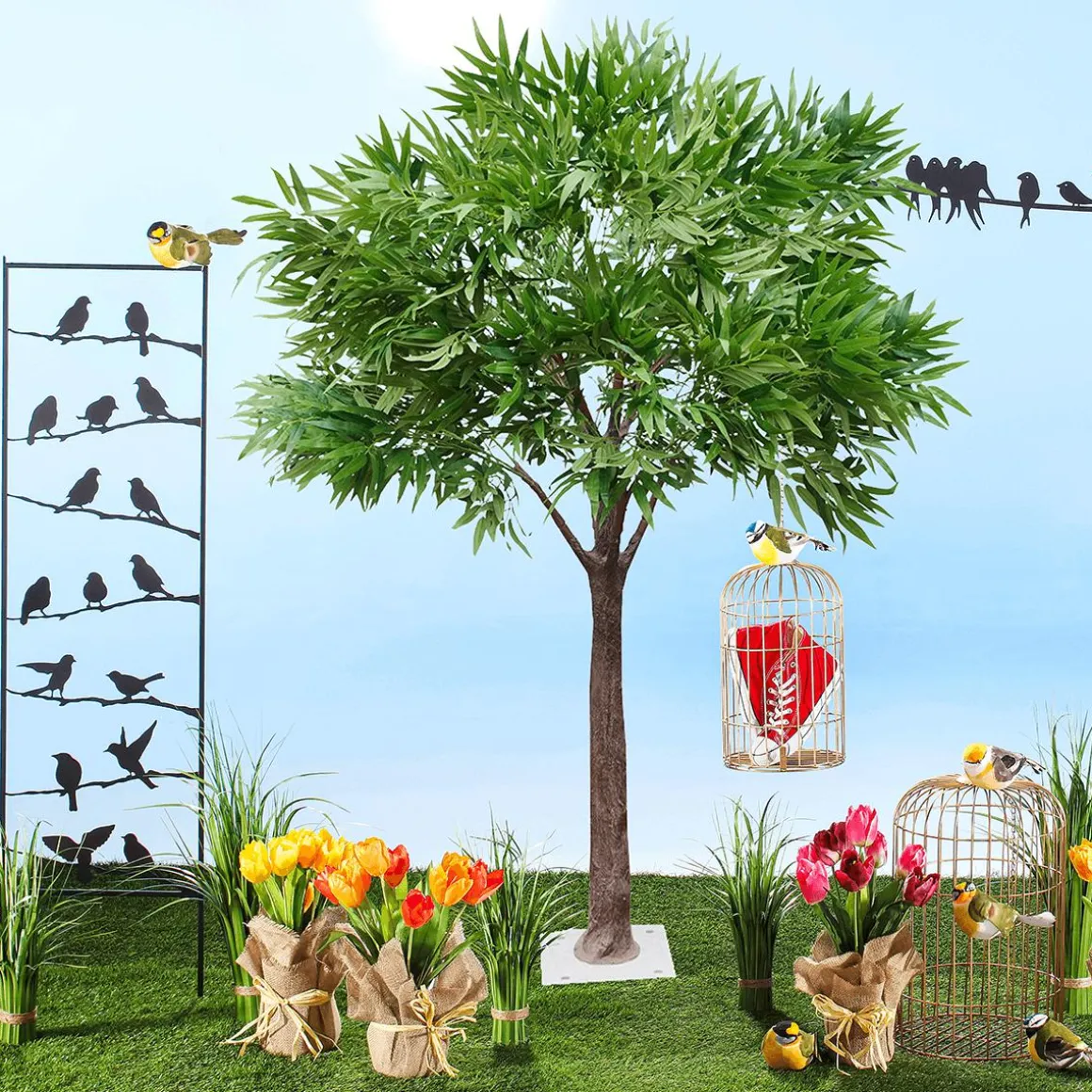 Dekovogel Blau Grün Gelb 19 Cm