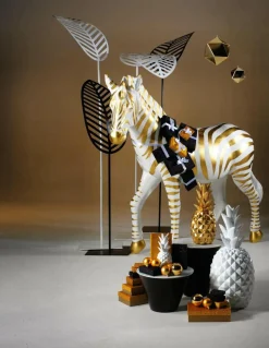 Deko-Zebra 190 Cm Lang, Weiß/gold