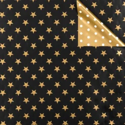 Doppelseitiges Weihnachts-Geschenkpapier In Schwarz & Gold Mit Sternen & Punkten – 50 M Geschenkpapier-Rolle