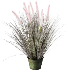 Feines Deko-Federborstengras In Silber-rosa Im Zinktopf 57 Cm