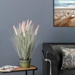 Feines Deko-Federborstengras In Silber-rosa Im Zinktopf 57 Cm