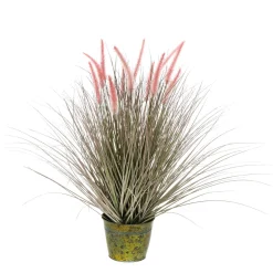 Feines Deko-Federborstengras In Silber-rosa Im Edlen Zinktopf 70 Cm