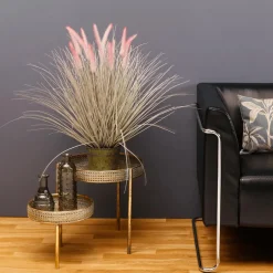 Feines Deko-Federborstengras In Silber-rosa Im Edlen Zinktopf 70 Cm