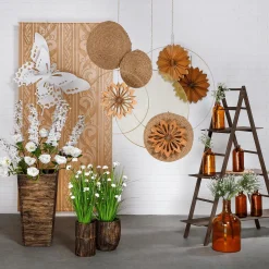 Fiberglas Pflanzenkübel-Set Braun, In Holzoptik 50, 65, 75 Cm Hoch