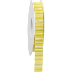 Gelbes Baumwoll-Geschenkband Mit Streifen 15 Mm, 18 M