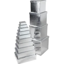 Geschenkkartonagen Geschenkboxen Silber, 10 Stück 6,5 X 3,5 X 8,5 Bis 22 X 9,5 X 31 Cm (B X H X L)