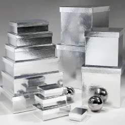Geschenkkartonagen Geschenkboxen Silber, 10 Stück 6,5 X 3,5 X 8,5 Bis 22 X 9,5 X 31 Cm (B X H X L)