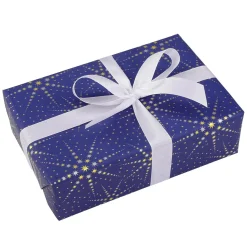 Geschenkpapier Sternchen Blau / Gold / Silber