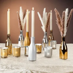 Glas Vasen-Flaschen-Set 3 Stück Silber 6,5 X 19 Cm