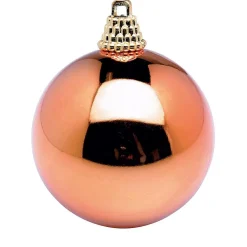 Glänzende, Kupferrote Weihnachtskugeln Aus Plastik, 6 Cm Ø – 24 Stück