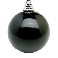 Glänzende, Schwarze Weihnachtskugeln Aus Kunststoff, 8 Cm Ø – 12 Stück