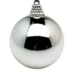 Glänzende, Silberne Weihnachtskugeln Aus Plastik, 6 Cm Ø – 24 Stück