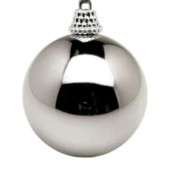 Glänzende, Stahlgraue Weihnachtskugeln Aus Plastik, 6 Cm Ø – 24 Stück