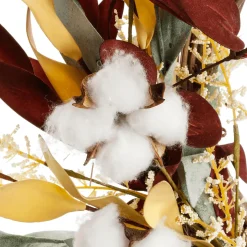 Herbstlicher Deko-Türkranz "Baumwoll-Blüten-Grasmix" 26 Cm Ø